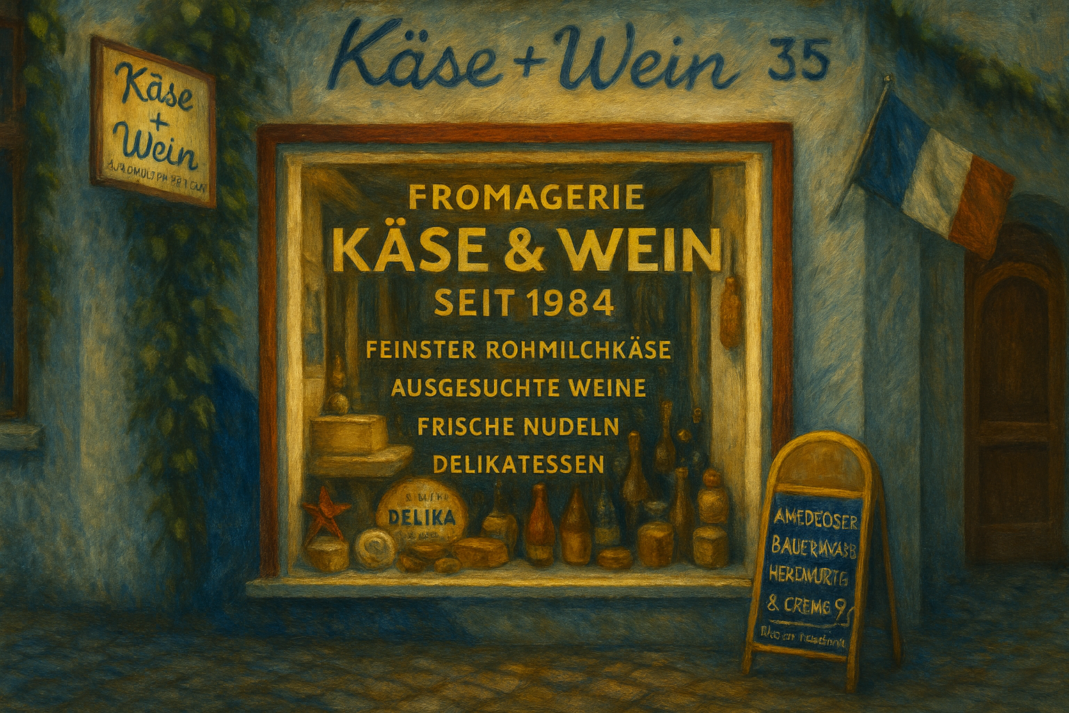 Fromagerie Käse & Wein Siegburg - Schaufenster mit französischen Delikatessen